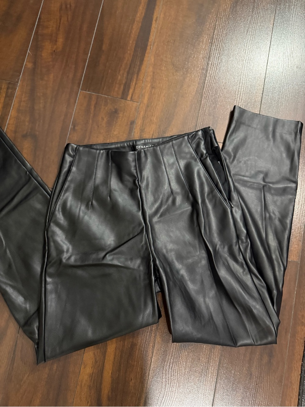 Dynamite Black Faux Leather Straight Leg Pants
